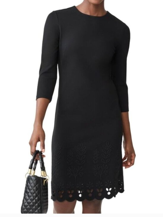 J. McLaughlin Dresses & Skirts - J.McLaughlin Indira Eyelet Dress NWT Black Size L Workwear Chic